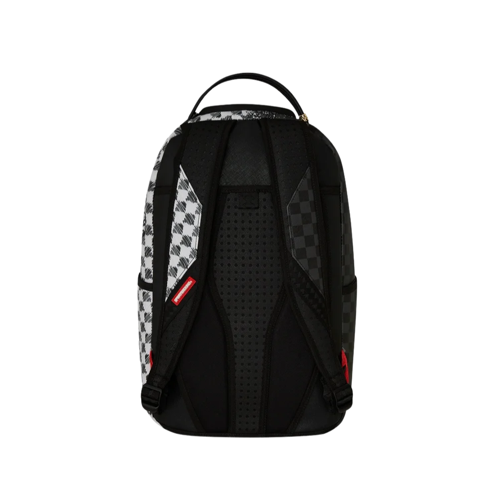 GREY CHECK SCRIBBLE SPLIT DLX BACKPACK