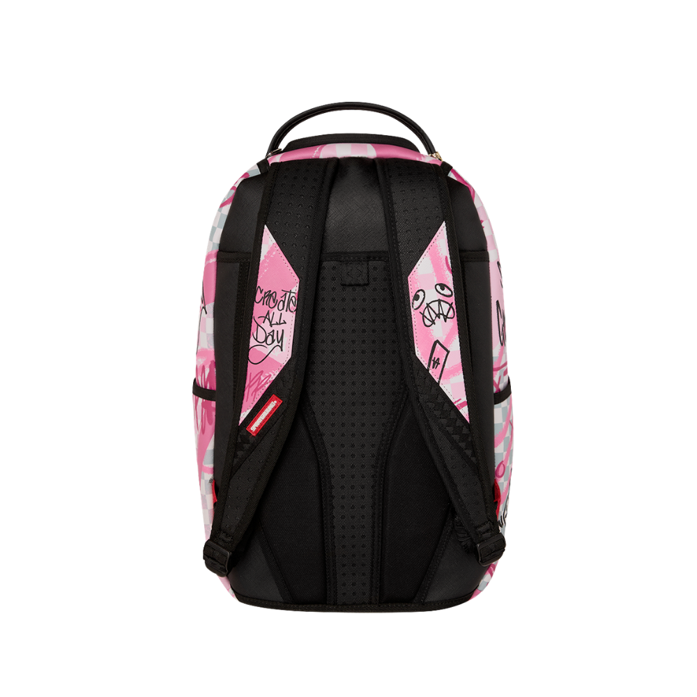 Sprayground Pink Smoke Check Backpack