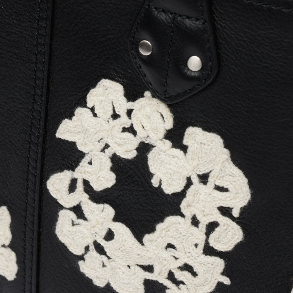Denim Tears Cotton Wreath Leather Black & White Bag Small