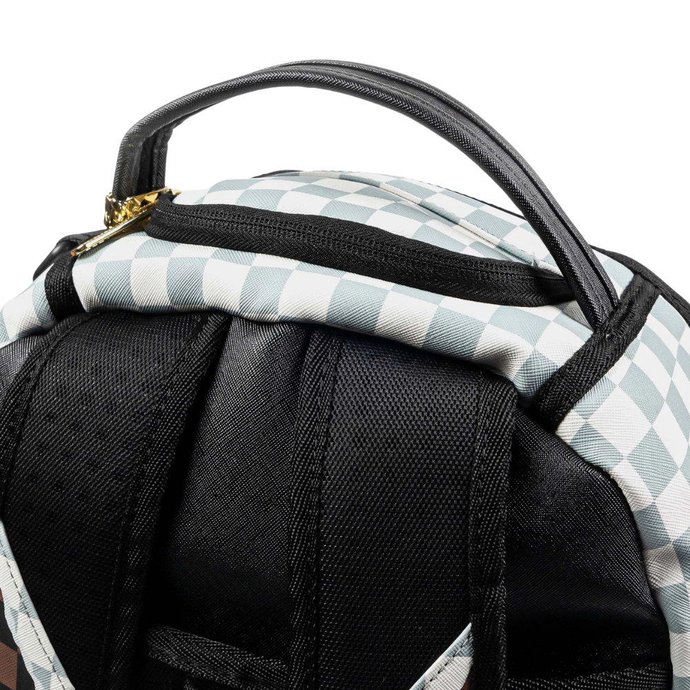 Sprayground Cream And Brown Tear Check Backpack
