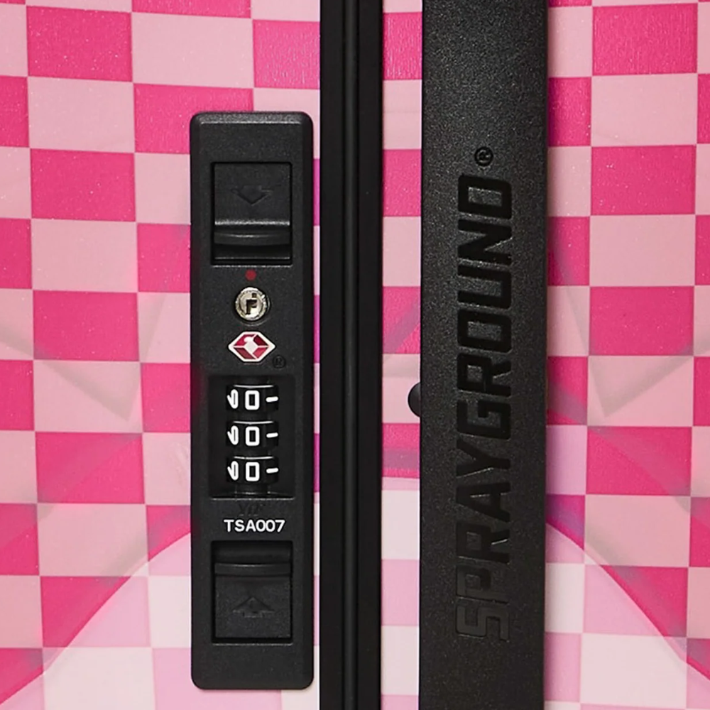 Sprayground Pink Sharks In Paris Patch Carry-on Luggage - crypt.ae