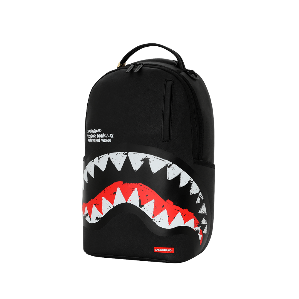 Sprayground Shark Central Black Embroidered Shark DLXSV Backpack