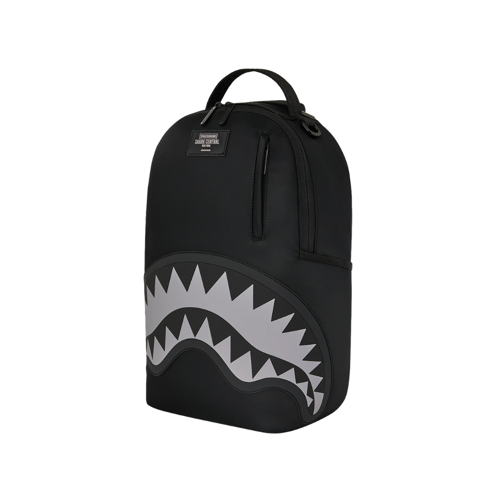 Sprayground Shark Central Black Nylon Gray Embossed DLXS Backpack