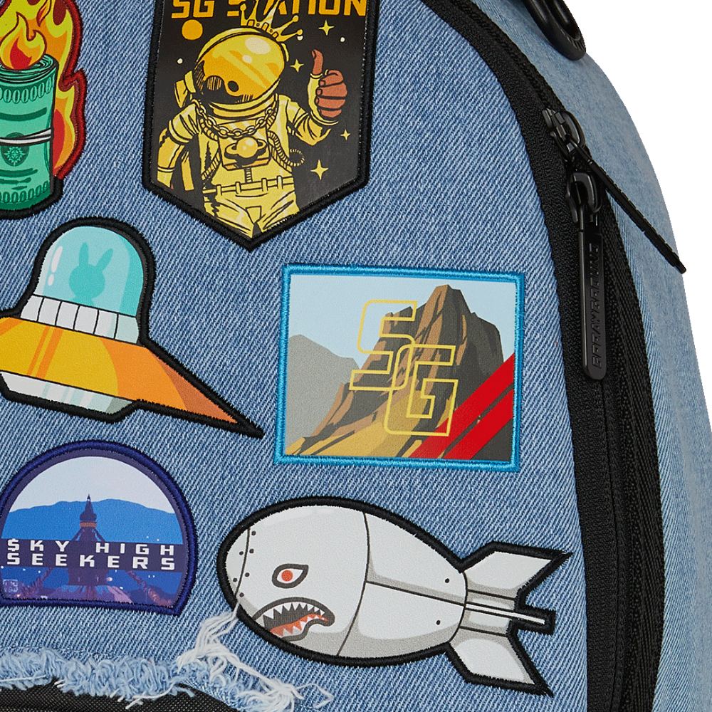 Sprayground Denim Tear 3 AM Patches Backpack