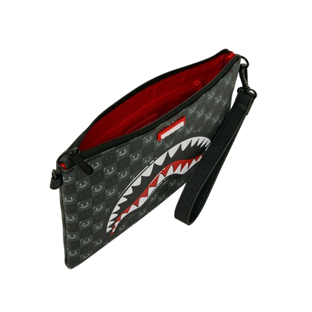 Sprayground Sharks In Paris Wtf Bubbly Black Check Pouchette