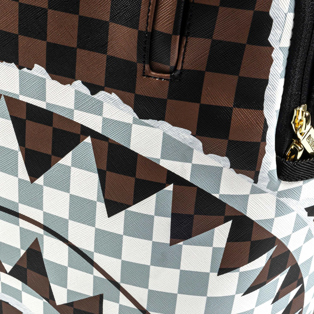 Sprayground Cream And Brown Tear Check Backpack