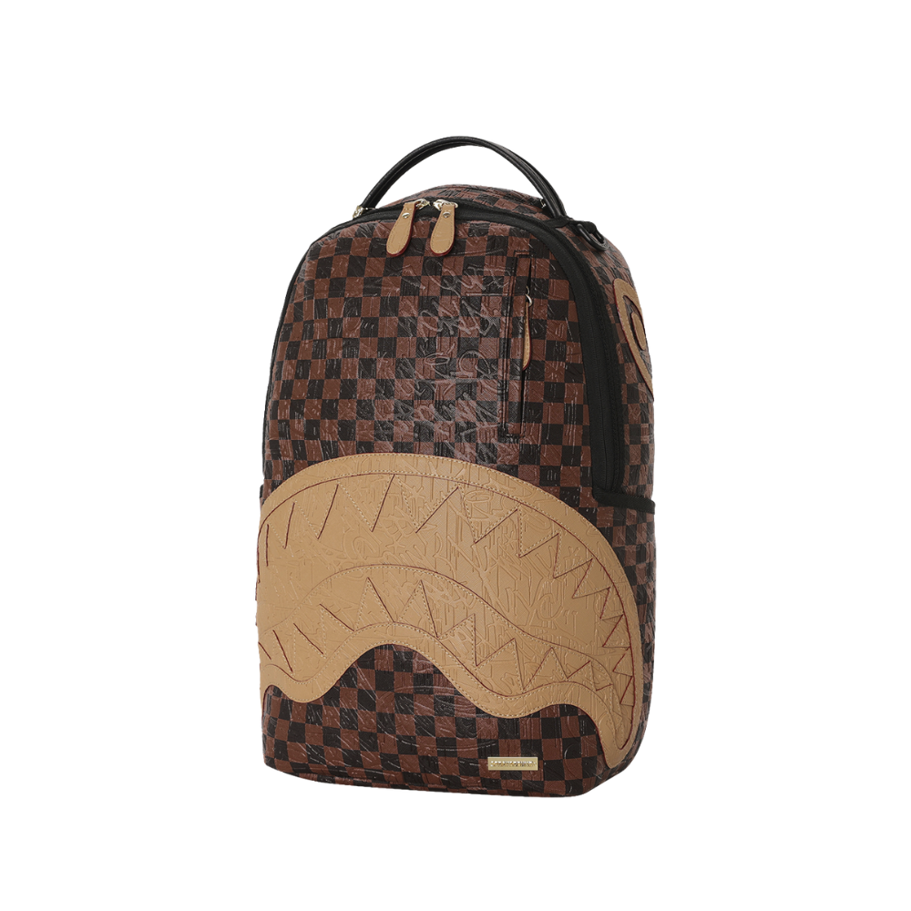 Sprayground Embossed Check Brown DLXSV Backpack