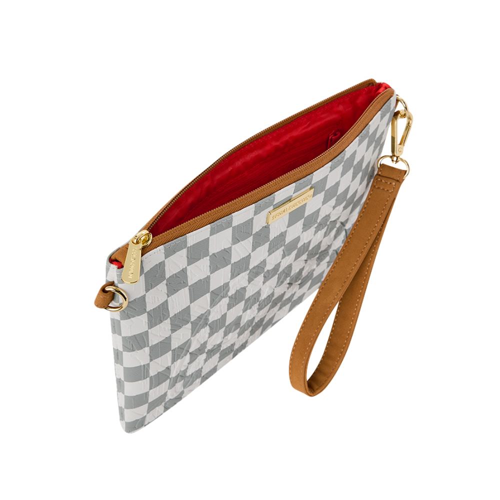 Sprayground Graff Embossed Cream Check Crossover Clutch