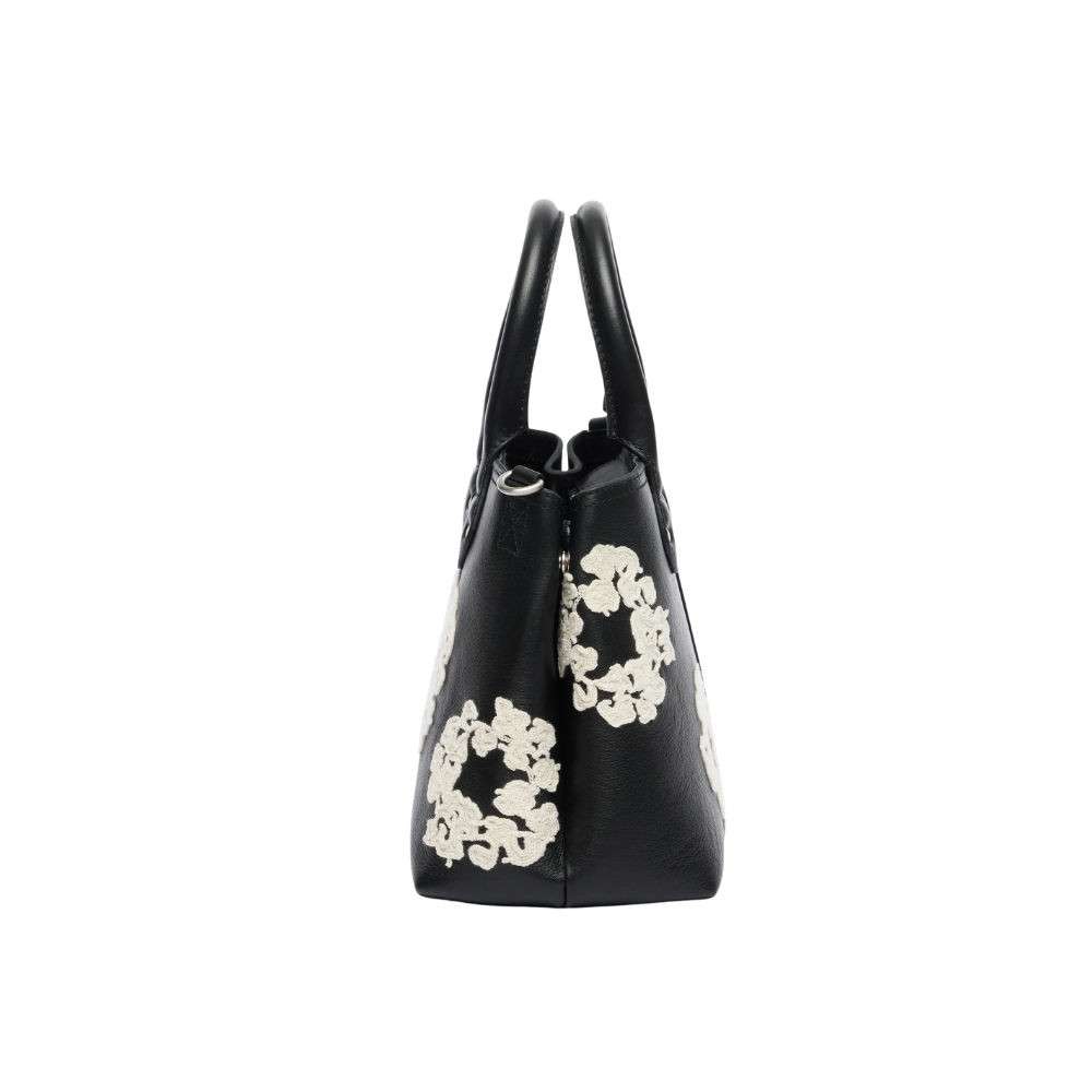 Denim Tears Cotton Wreath Leather Black & White Bag Small