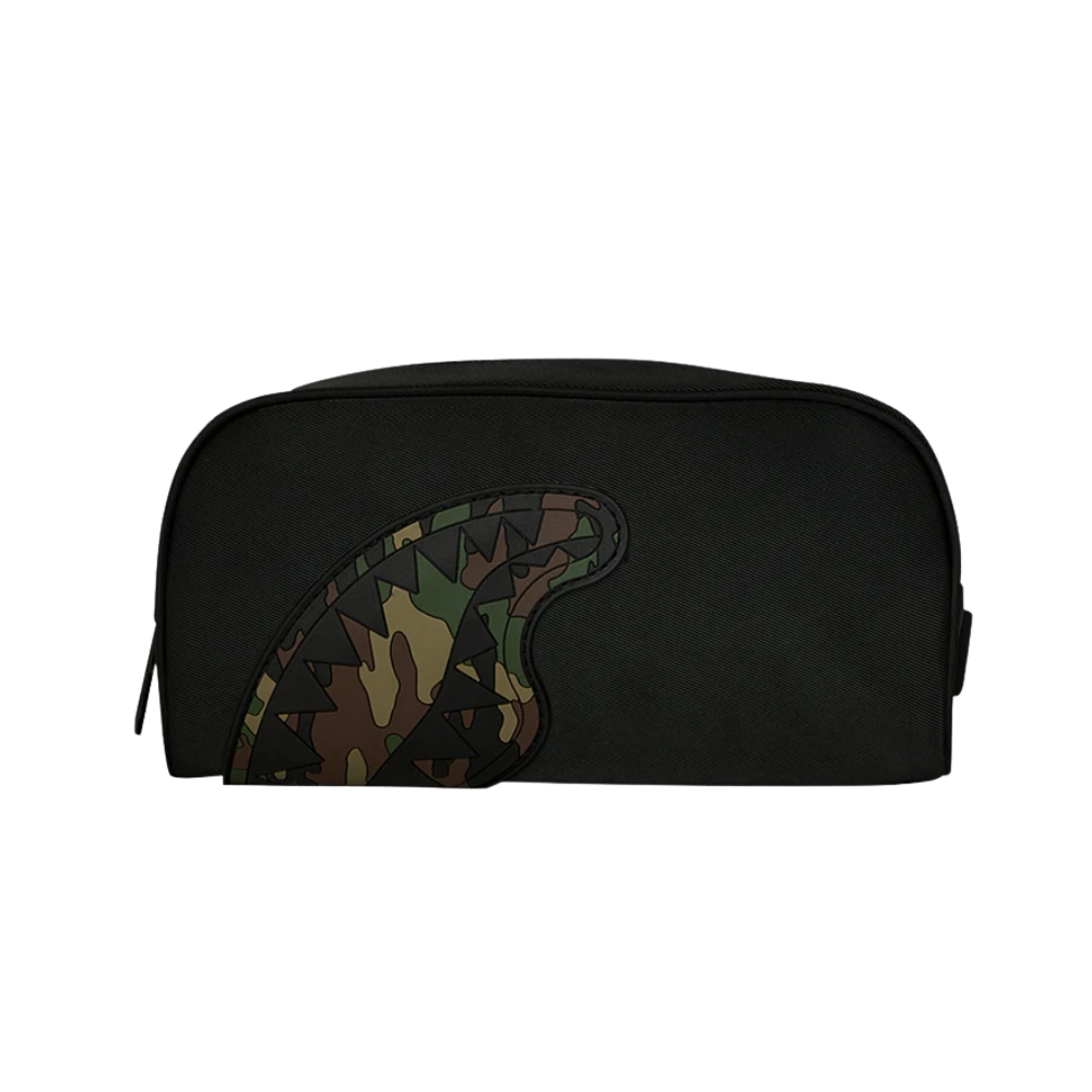 Sprayground Shark Central Black Nylon Camo Embossed Shark Pouch