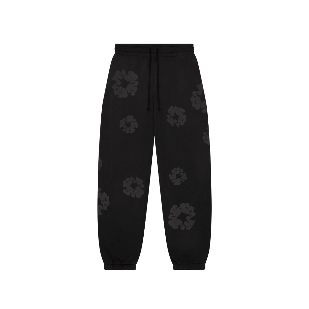 Denim Tears Faded Mono Cotton Wreath Sweatpants Black