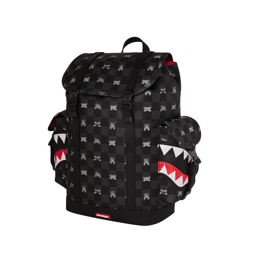 Sprayground Gray Peeking Character Check Monte Carlo Backpack
