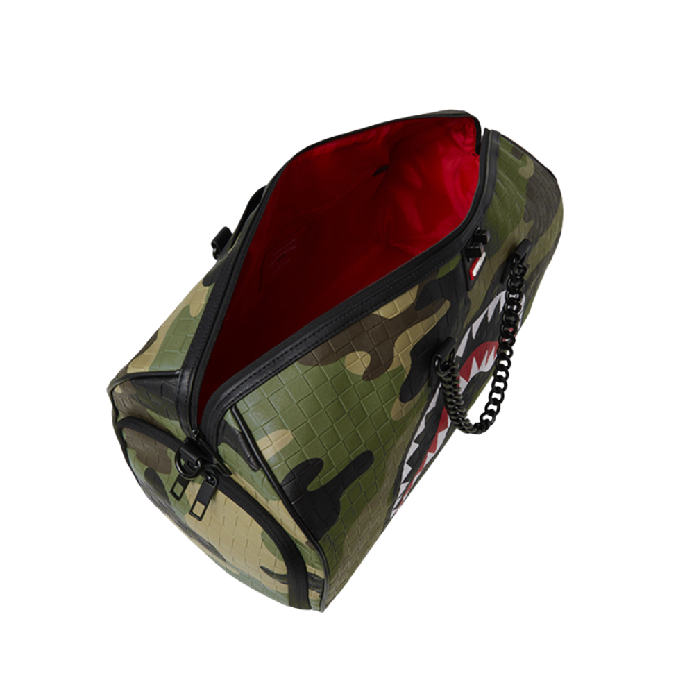 Sprayground Woodland Camo Check Chain Duffle Bag