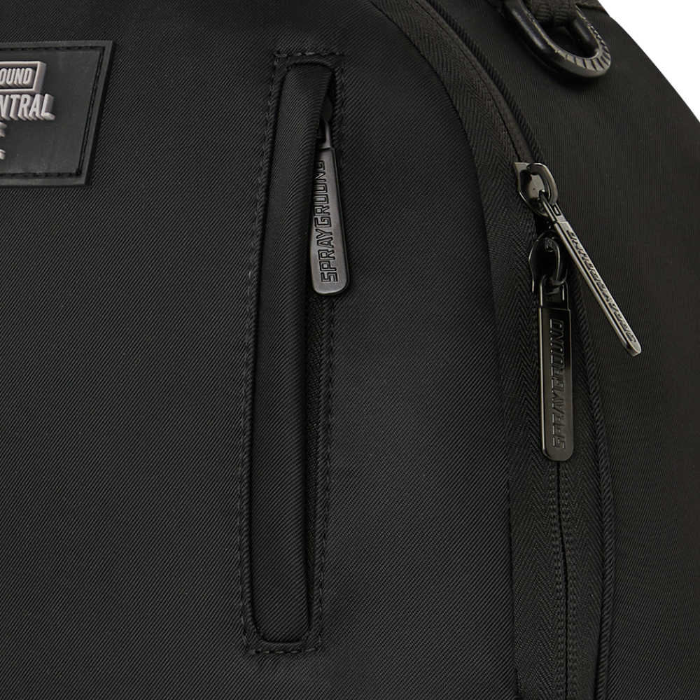 Sprayground Shark Central Black Nylon Gray Embossed DLXS Backpack