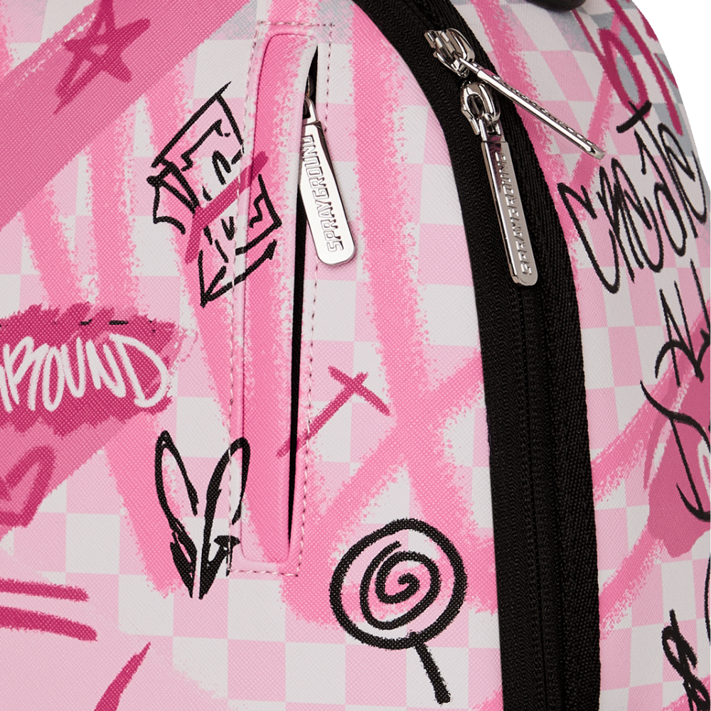 Sprayground Pink Smoke Check Backpack