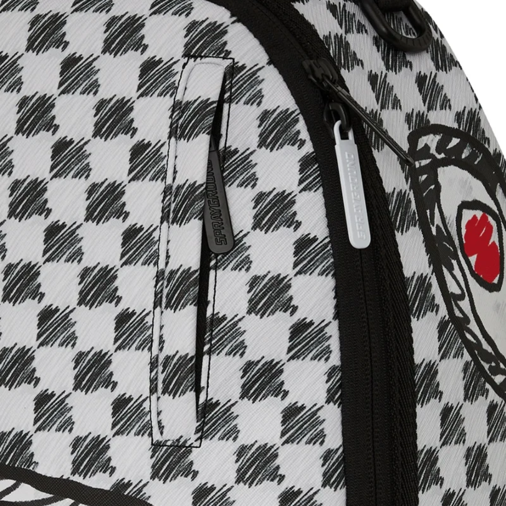 GREY CHECK SCRIBBLE SPLIT DLX BACKPACK