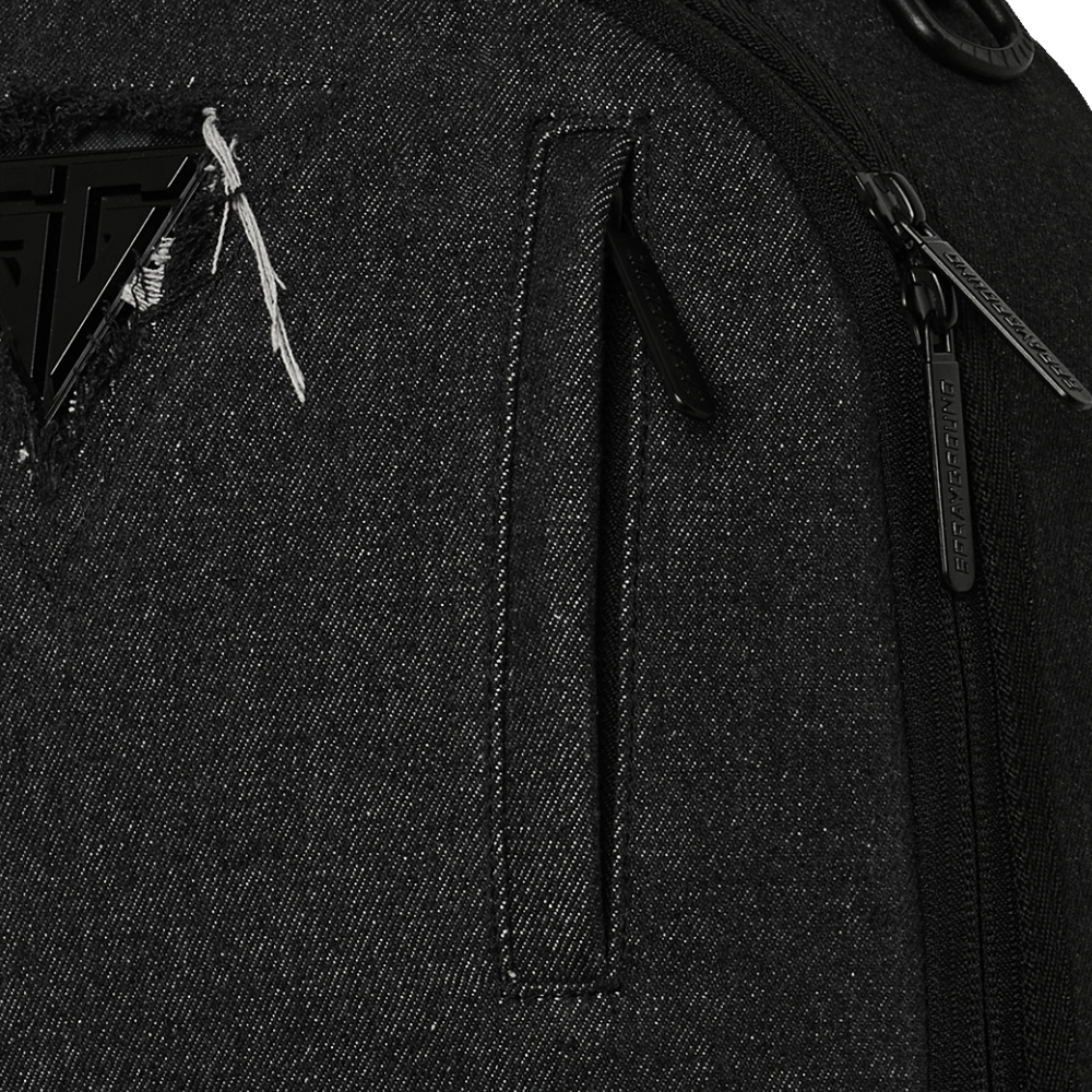 Sprayground Black Denim Tear Shark DLXSV Backpack