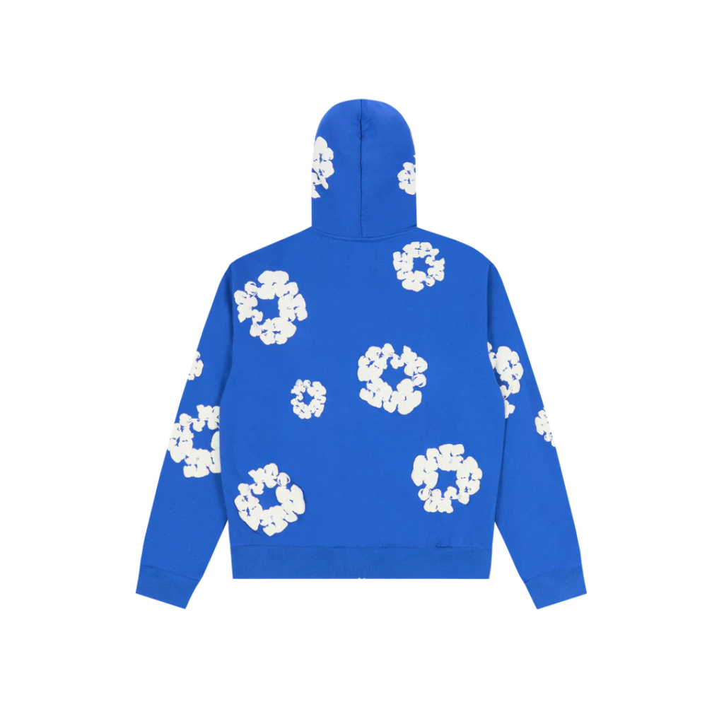 Denim Tears Cotton Wreath Zip Blue Hoodie