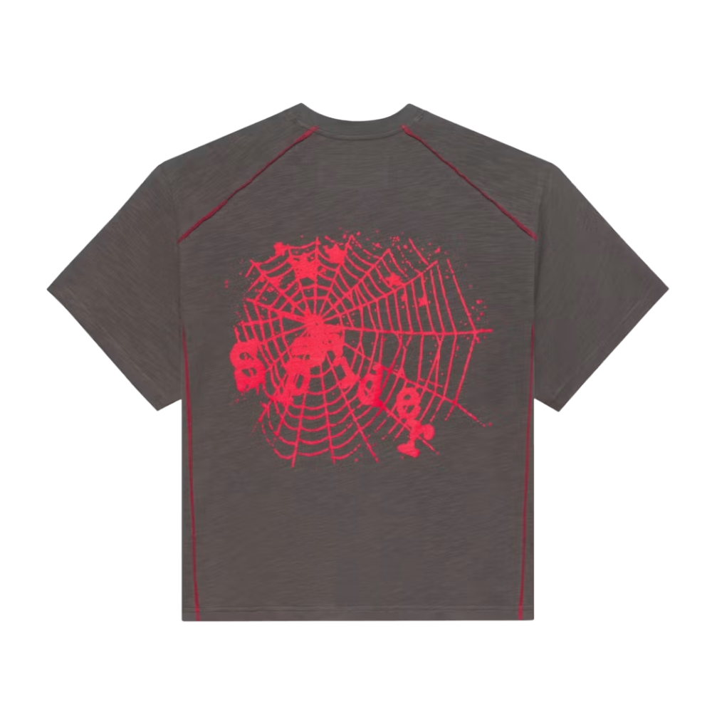 Sp5der contrast stitch tee slate grey