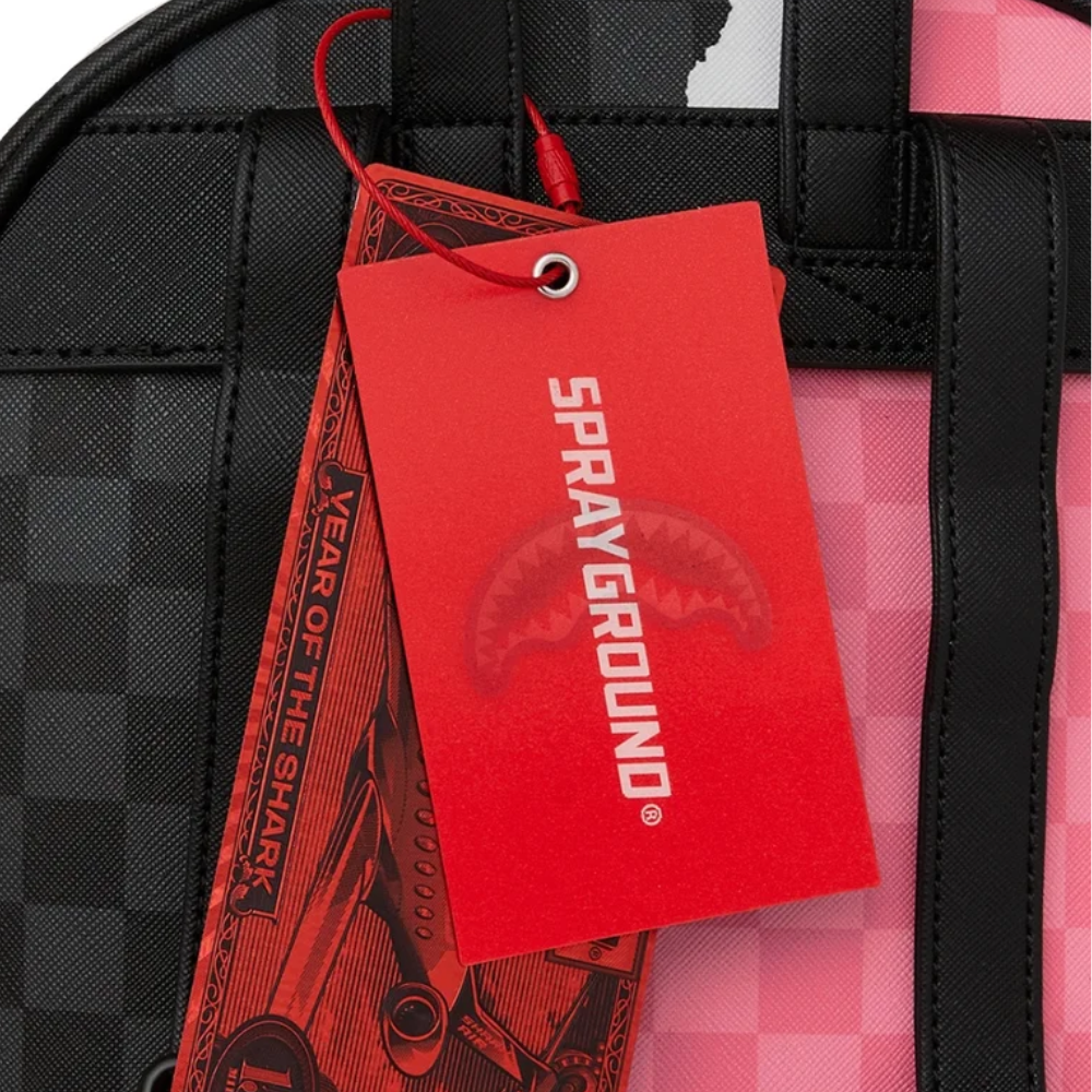 Sprayground Pink and Black Tear Sip Savage Backpack