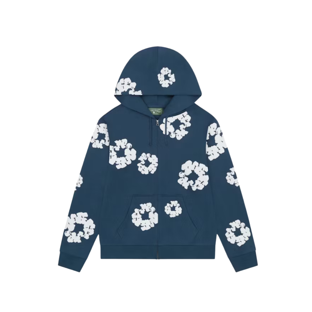 Denim Tears Cotton Wreath Zip Hoodie Navy