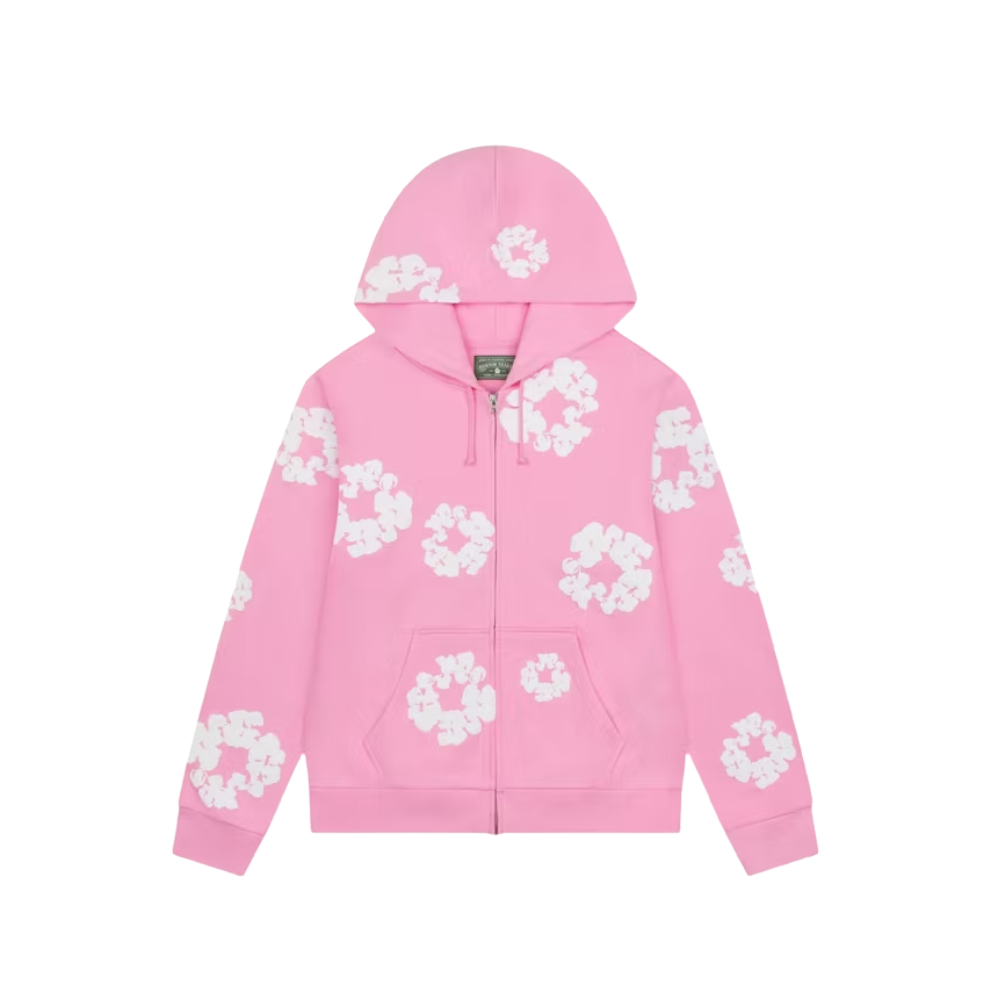 Denim Tears Cotton Wreath Zip Hoodie Pink