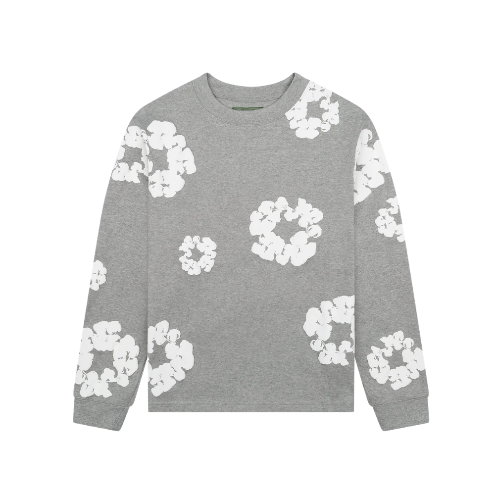 Denim Tears Cotton Wreath Long Sleeve T-Shirt Grey