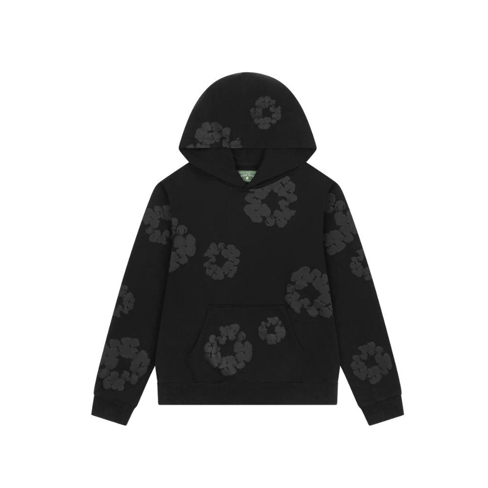 Denim Tears Cotton Wreath Monochrome Hoodie Black