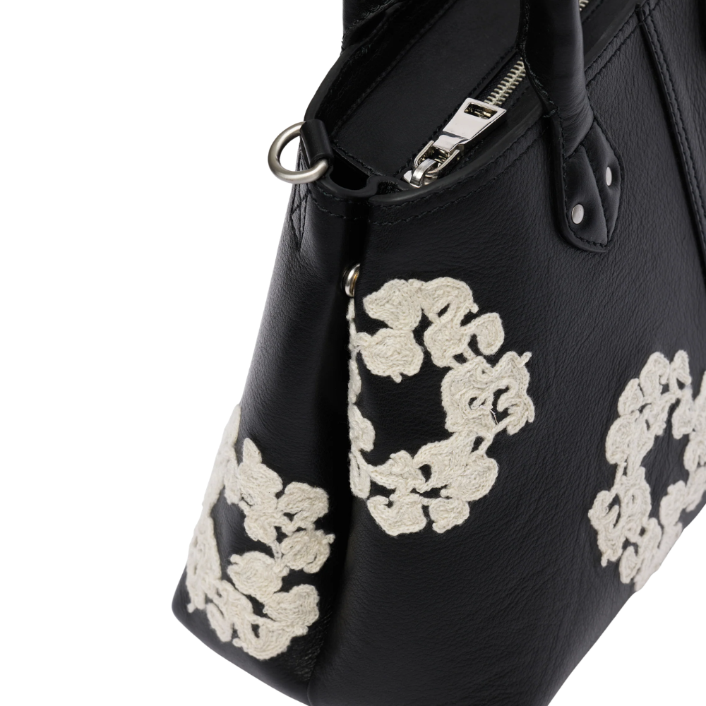 Denim Tears Cotton Wreath Leather Black & White Bag Small