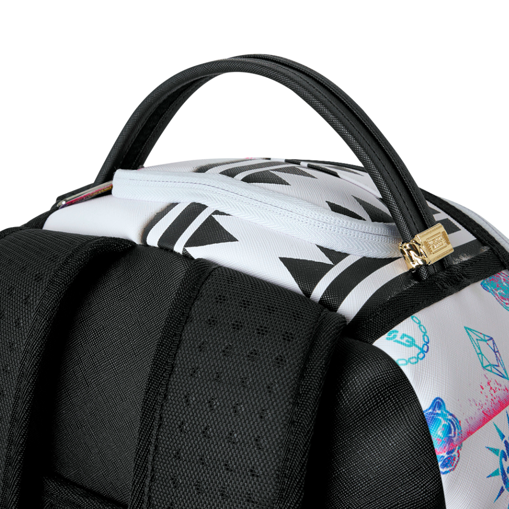 Sprayground Stencil Shark Attack Black And White Split DLXSV Backpack