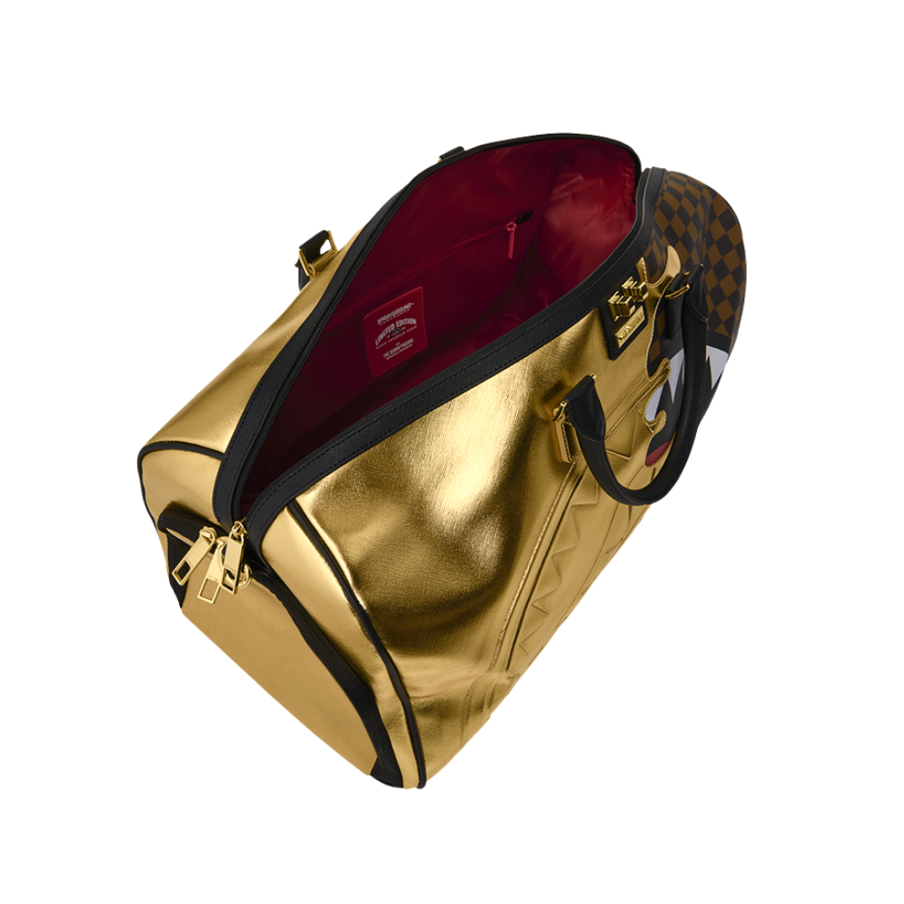 Sprayground Sharks In Paris Gold Drip Large Duffle