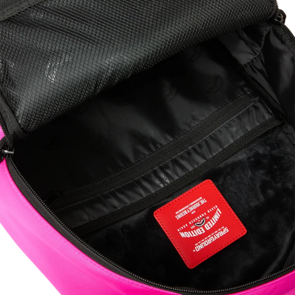 Sprayground Shark Central White Stencil Shark Pink DLXSV Backpack