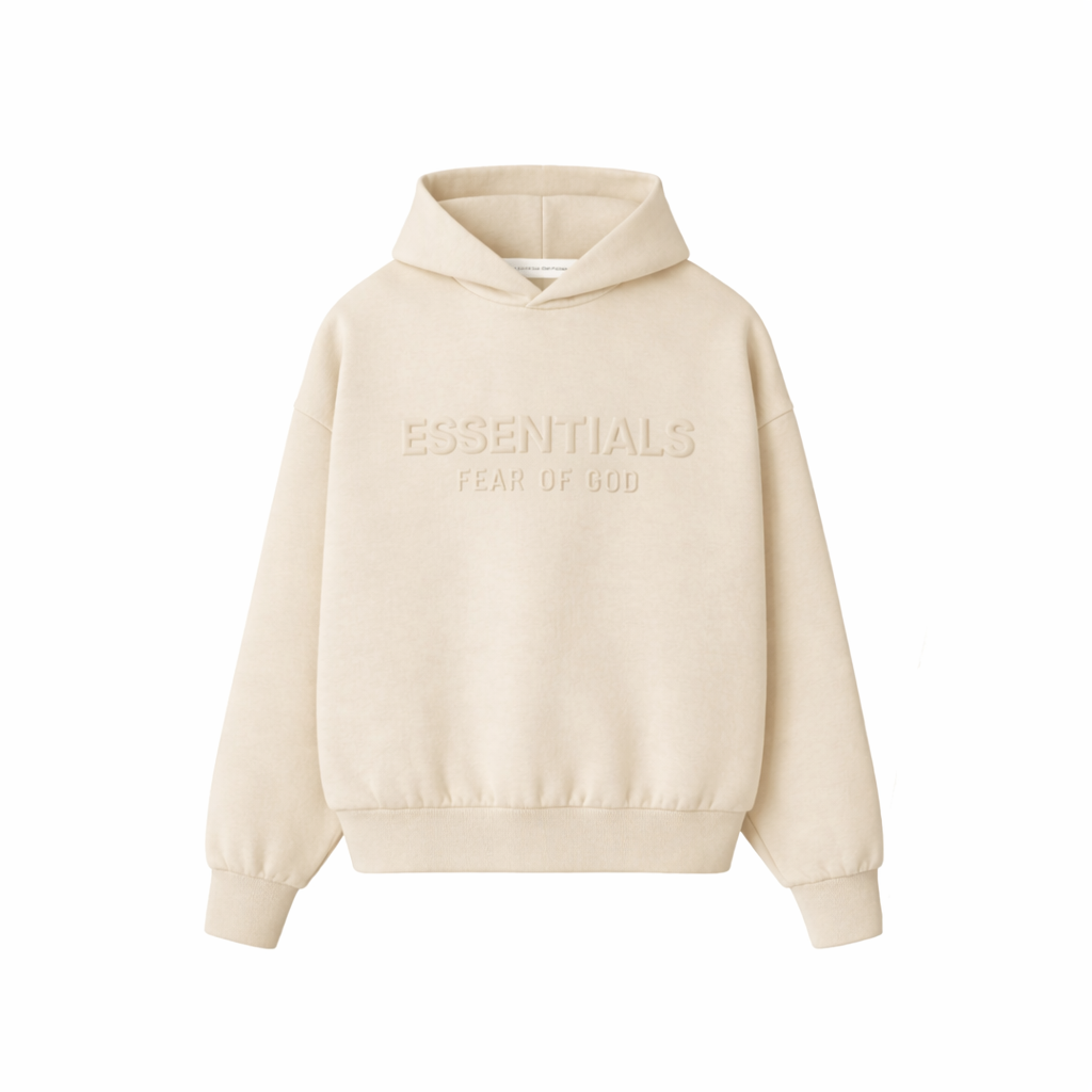 Fear of God Essentials Embossed Essentials Classic Hoodie in Fleece White/Grey