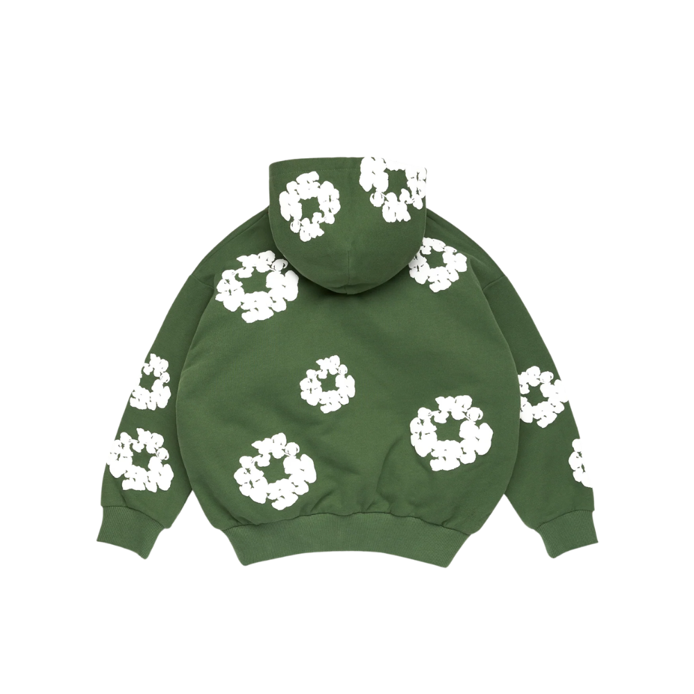 Denim Tears Kids Cotton Wreath Zip Hoodie Green