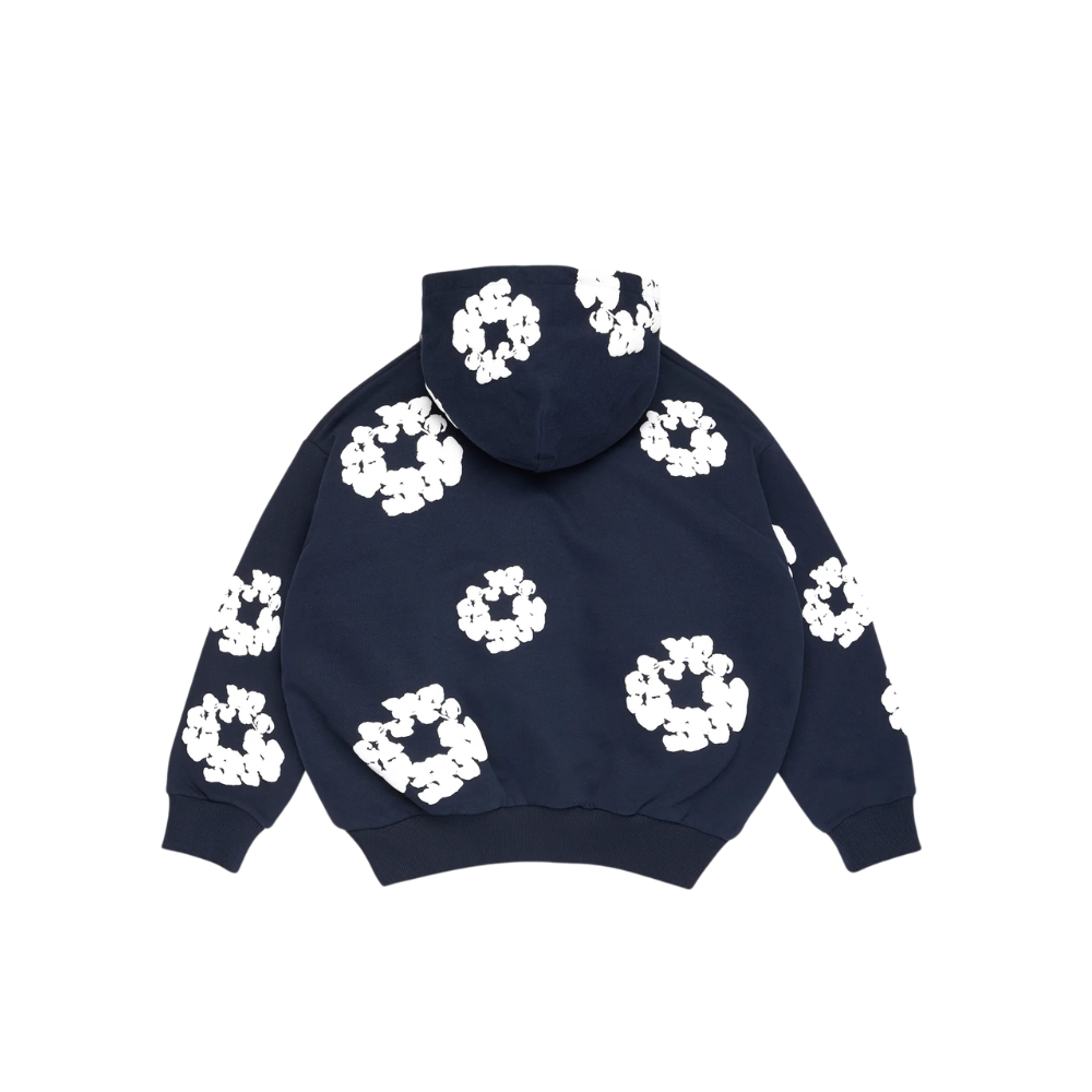 Denim Tears Kids Cotton Wreath Zip Hoodie Navy