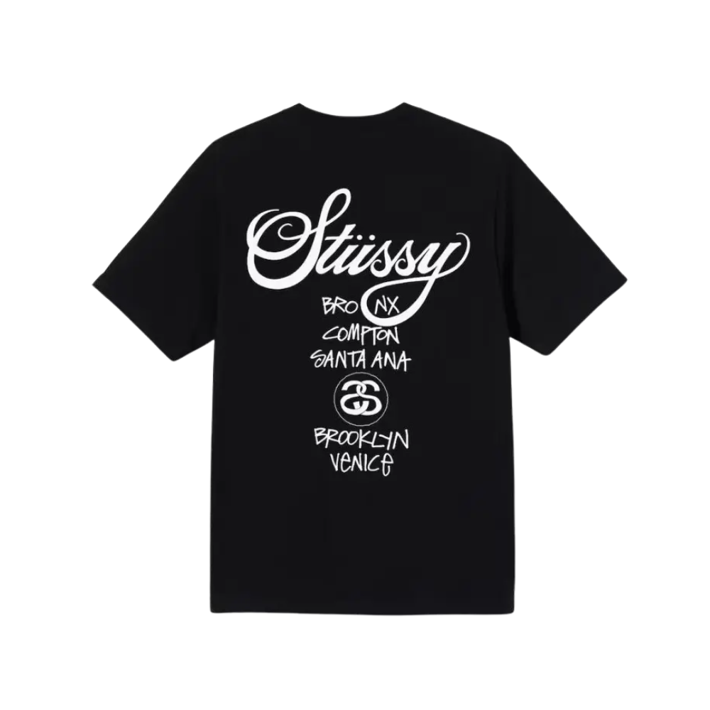 Stussy World Tour T-shirt black back view