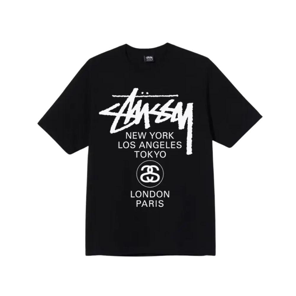 Stussy World Tour T-shirt black front view