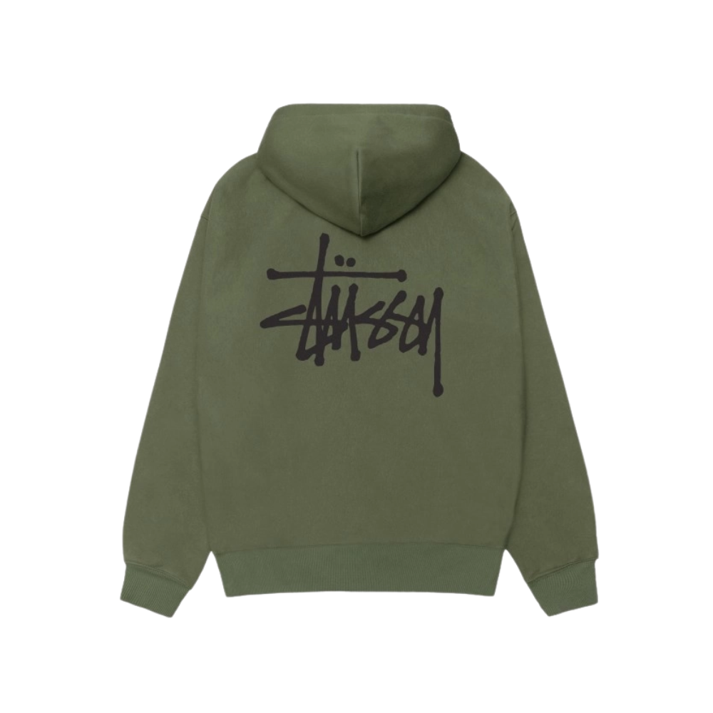 stussybasicziphoodieoliveback